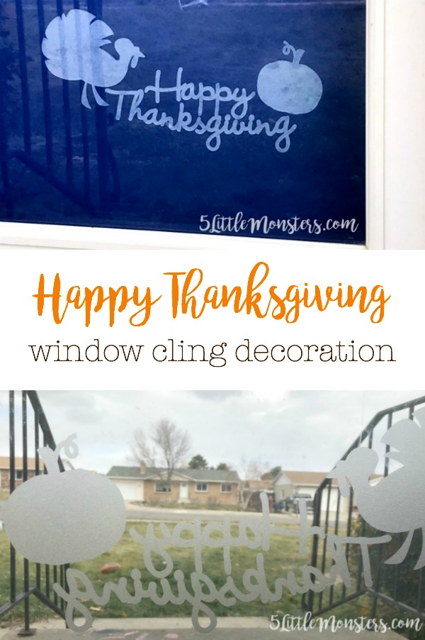 5 Little Monsters: Thanksgiving Window Cling Decoration